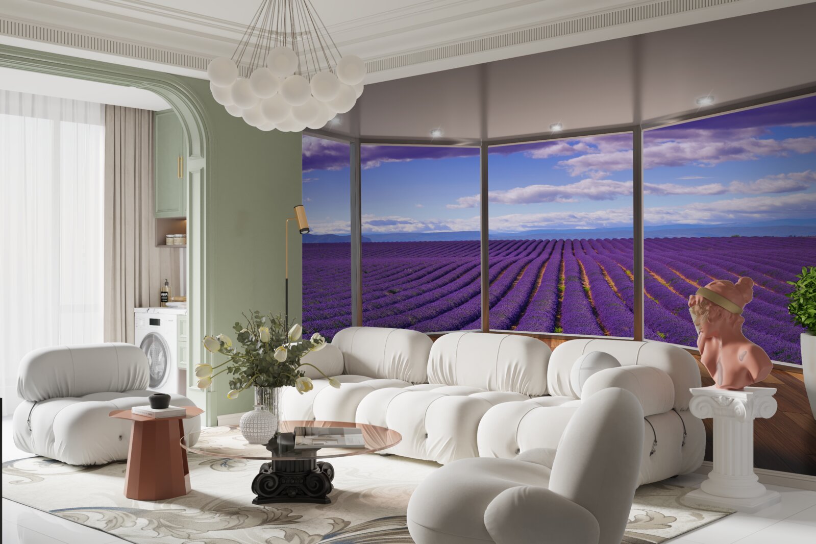 Фотошпалери вид на лавандове поле прямо з балкона