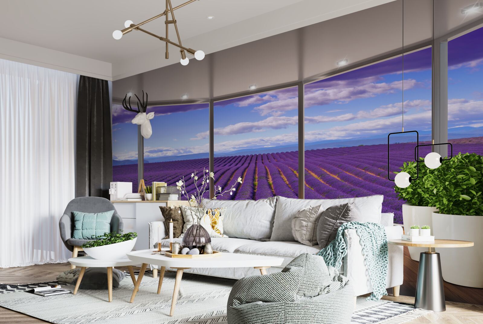 Фотошпалери вид на лавандове поле прямо з балкона