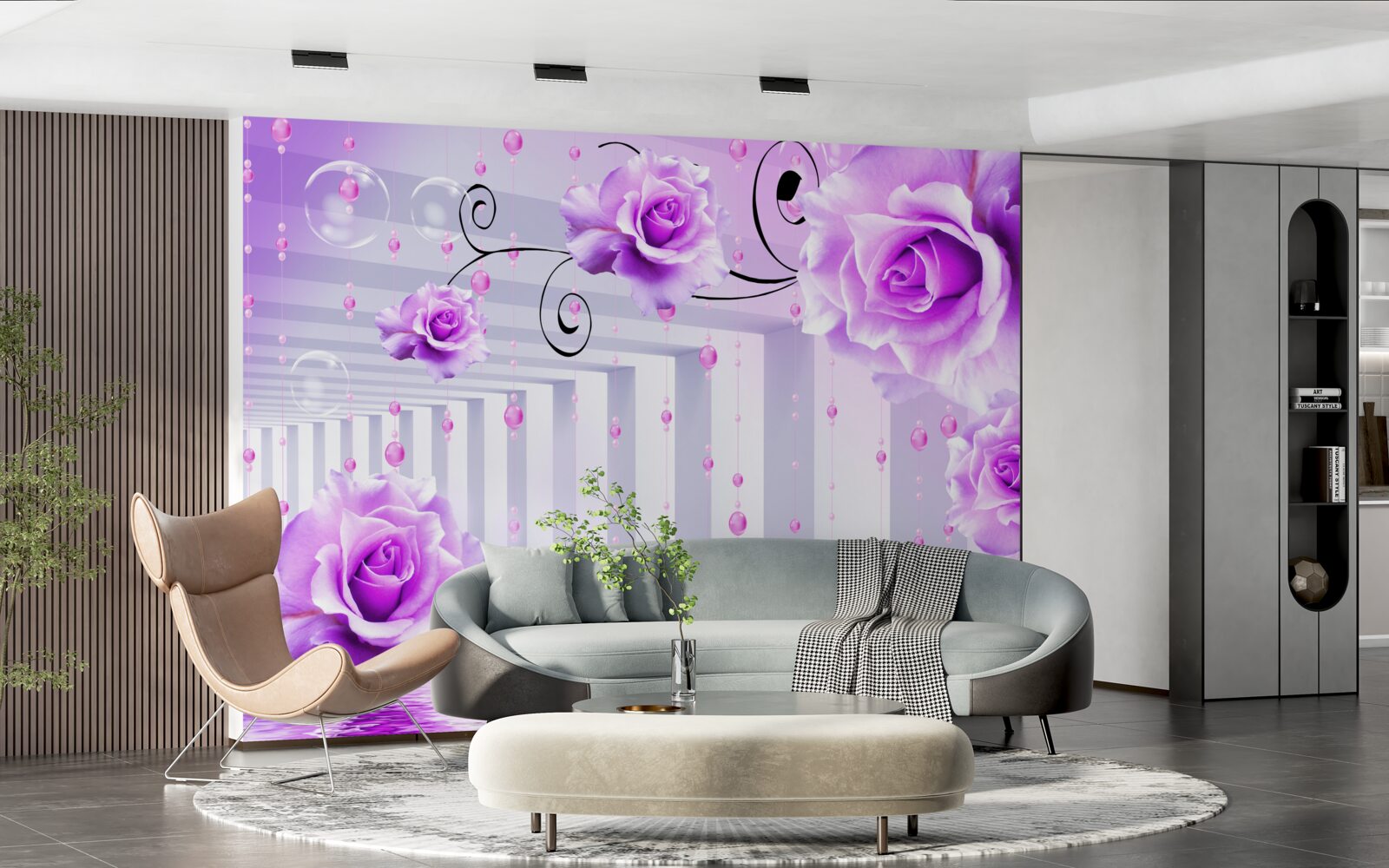 Фотошпалери бузкові троянди, що плавають на воді