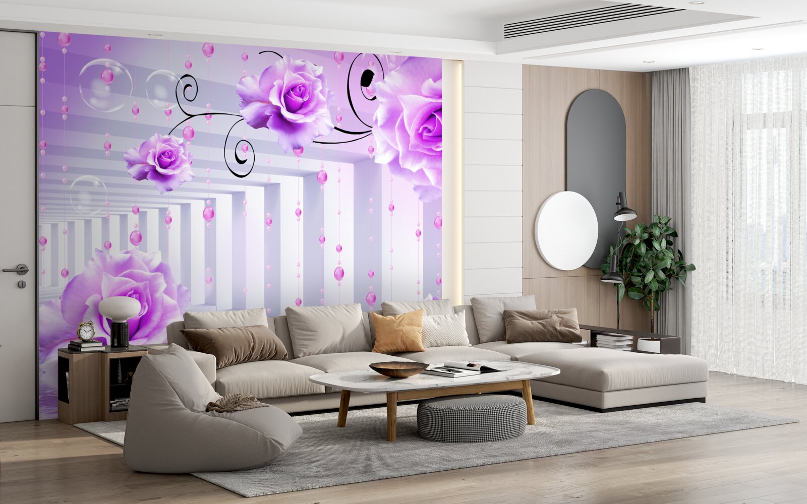 Фотошпалери бузкові троянди, що плавають на воді