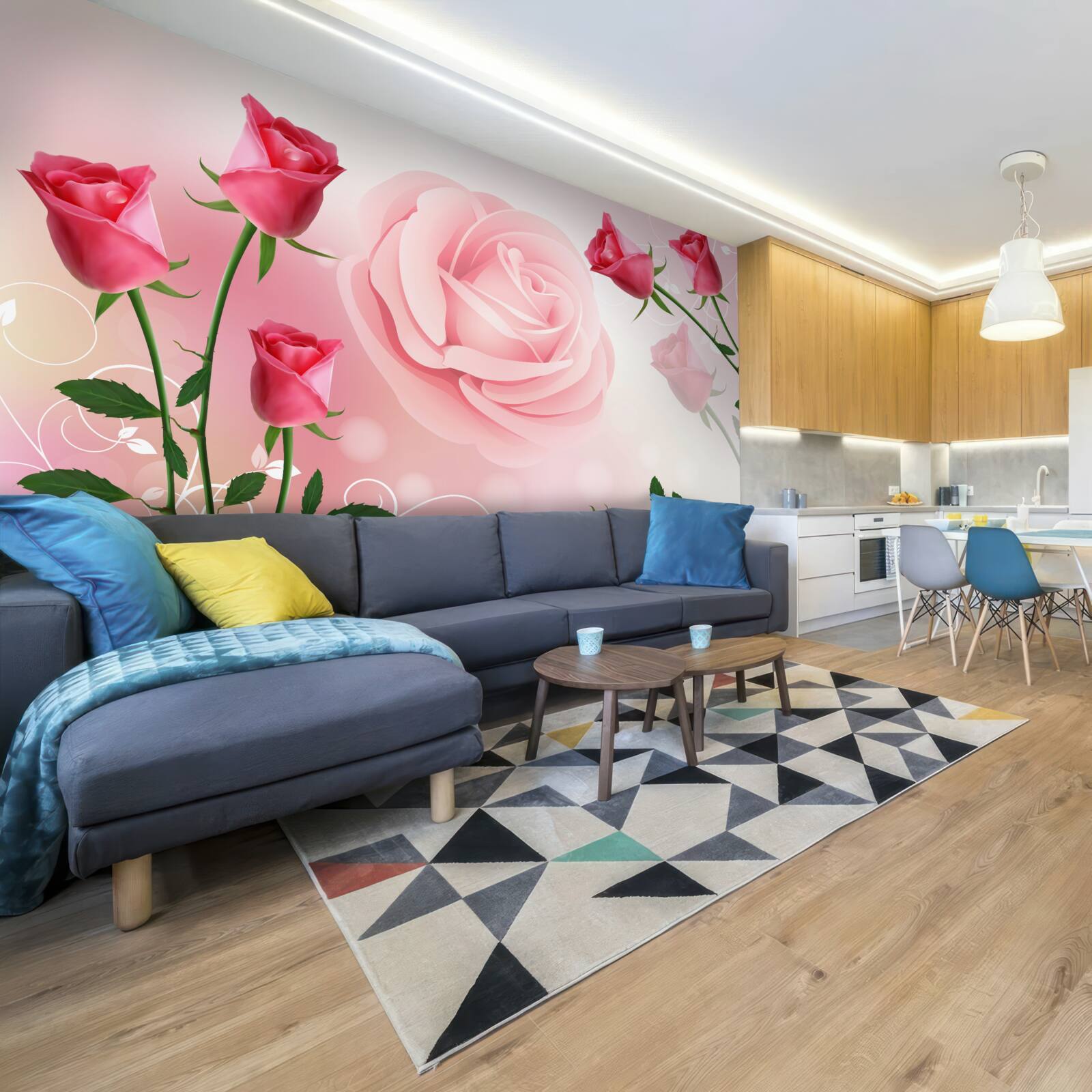 Фотошпалери набір рожевих бутонів троянд