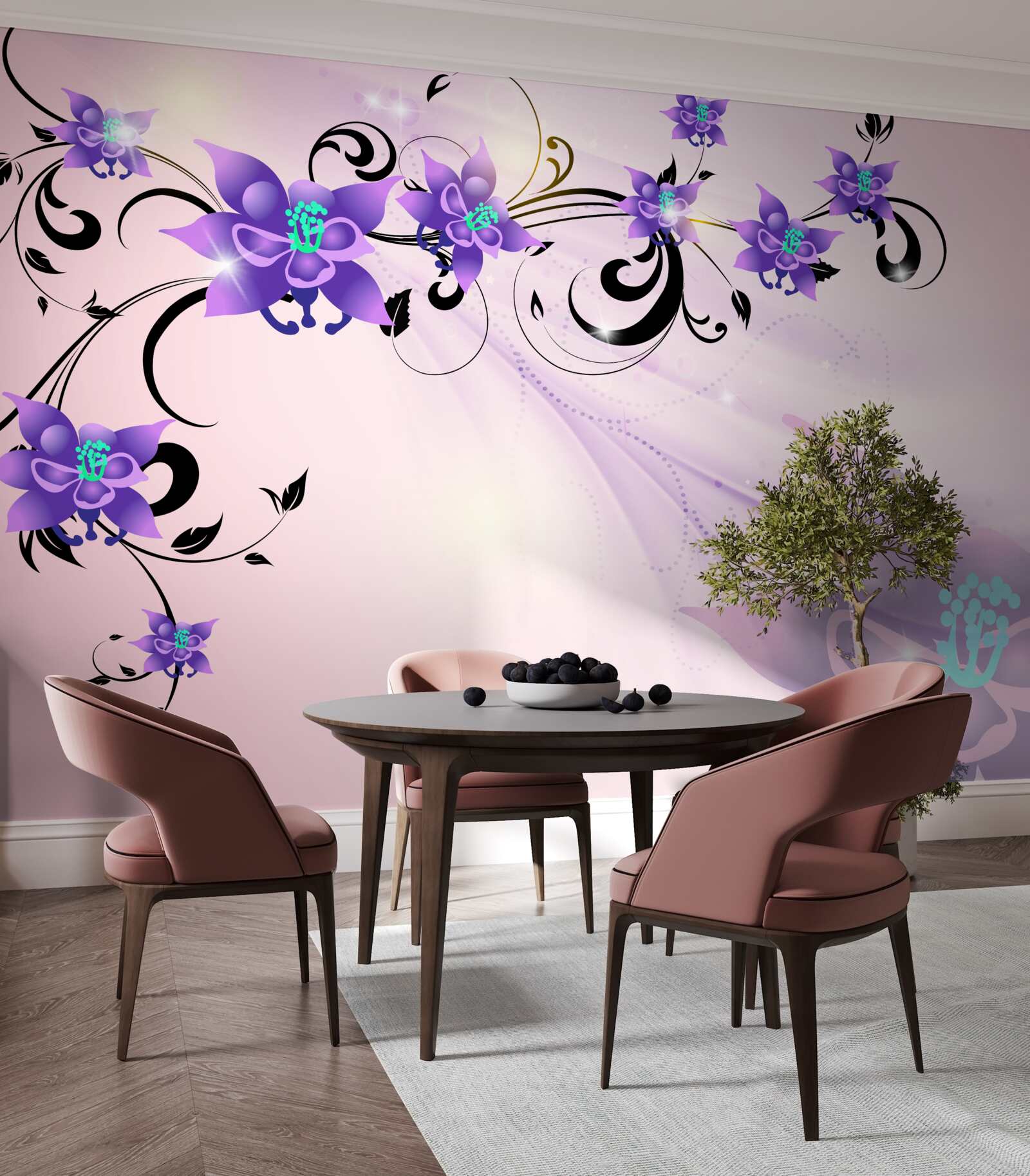 Фотошпалери сяйво фіалкових квітів