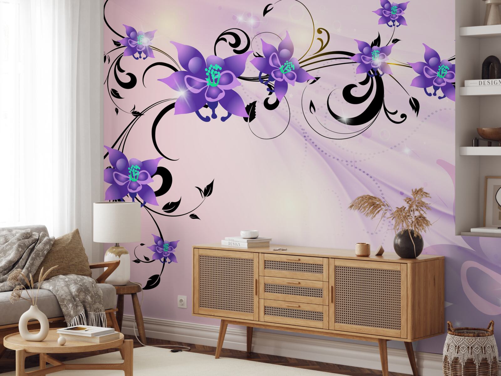 Фотошпалери сяйво фіалкових квітів