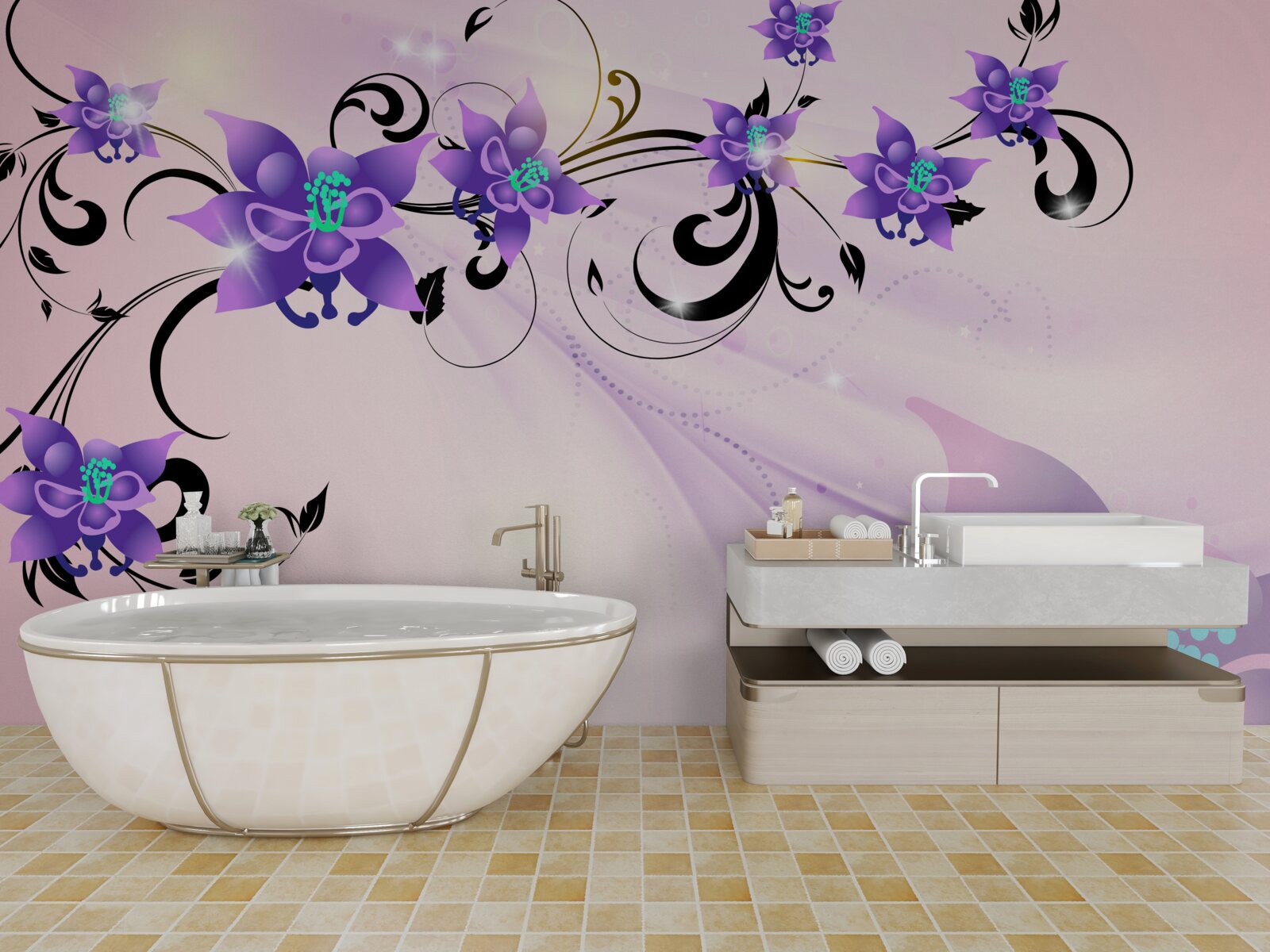 Фотошпалери сяйво фіалкових квітів