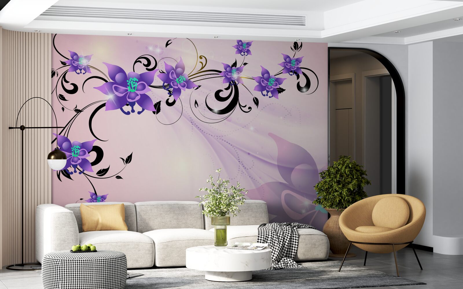 Фотошпалери сяйво фіалкових квітів