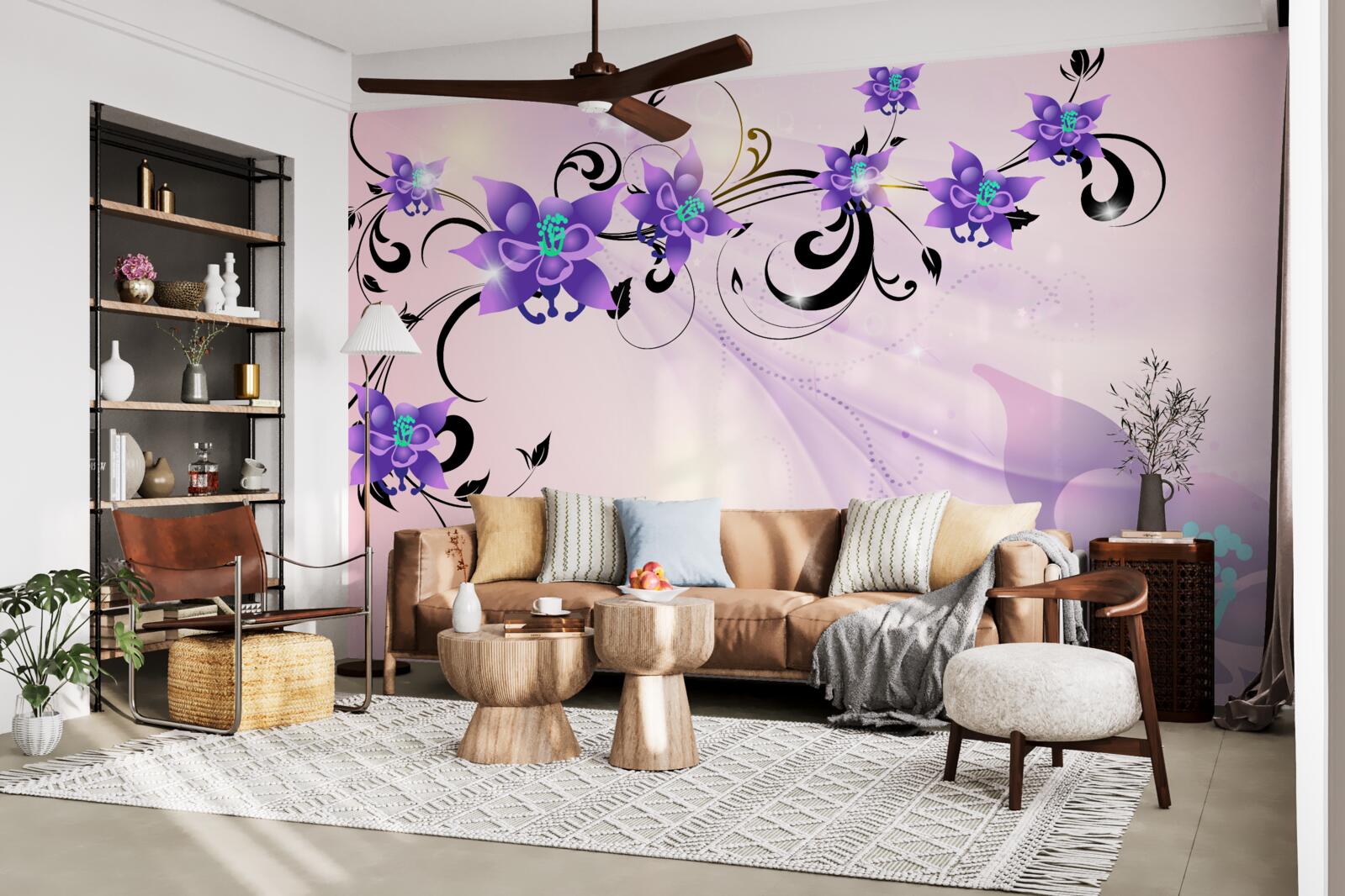 Фотошпалери сяйво фіалкових квітів