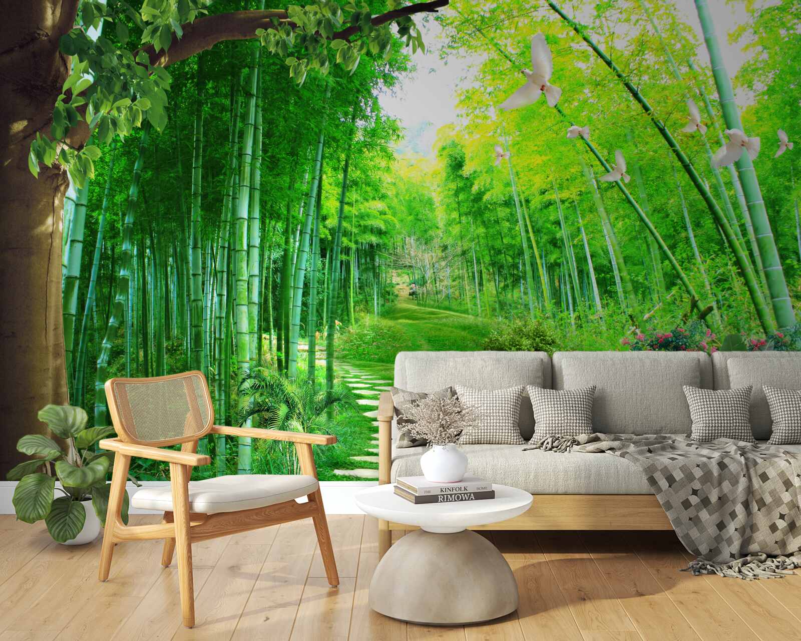 Фотошпалери дивовижні відтінки в бамбуковому гаю та на стежці