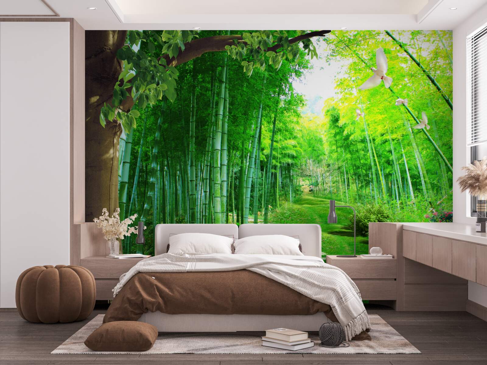 Фотошпалери дивовижні відтінки в бамбуковому гаю та на стежці