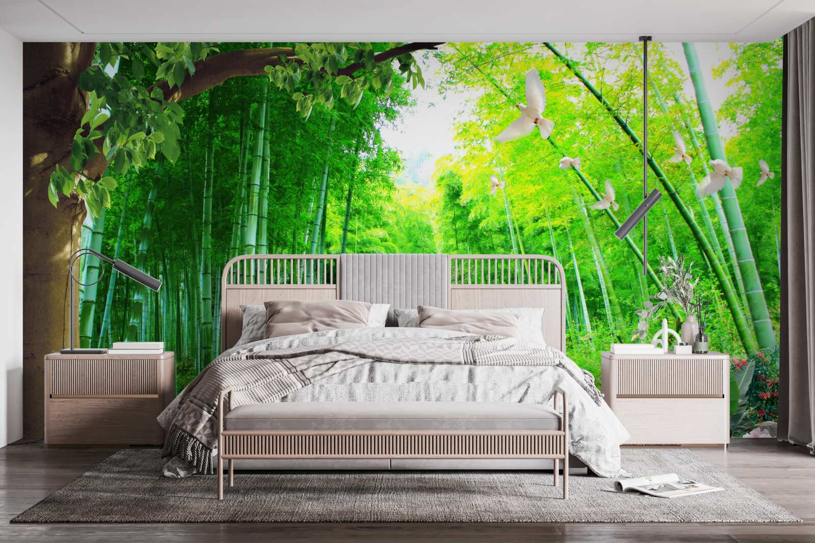 Фотошпалери дивовижні відтінки в бамбуковому гаю та на стежці