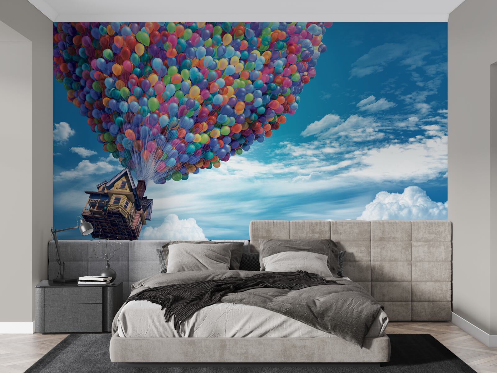 Фотошпалери будинок з безліччю літаючих кульок