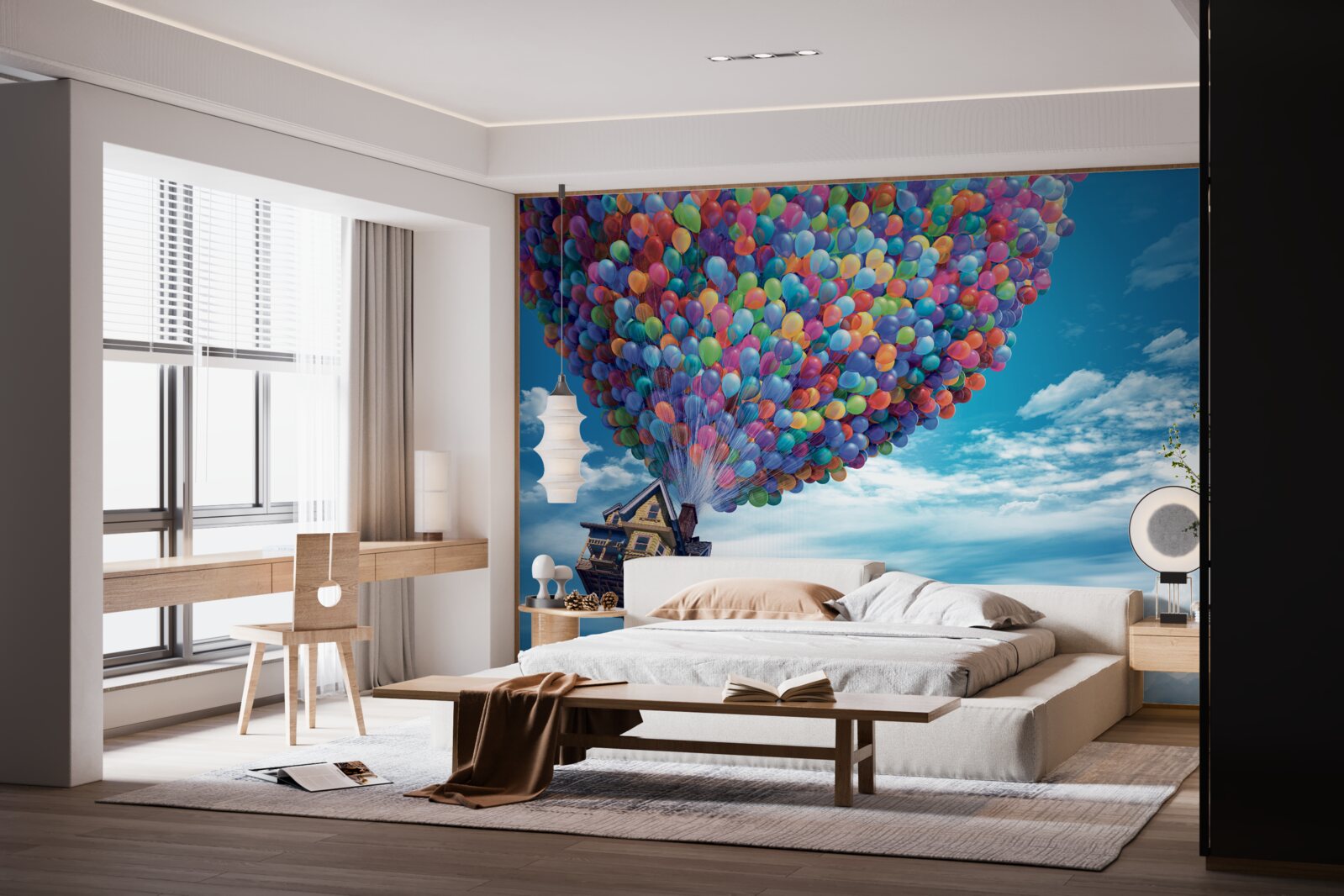 Фотошпалери будинок з безліччю літаючих кульок