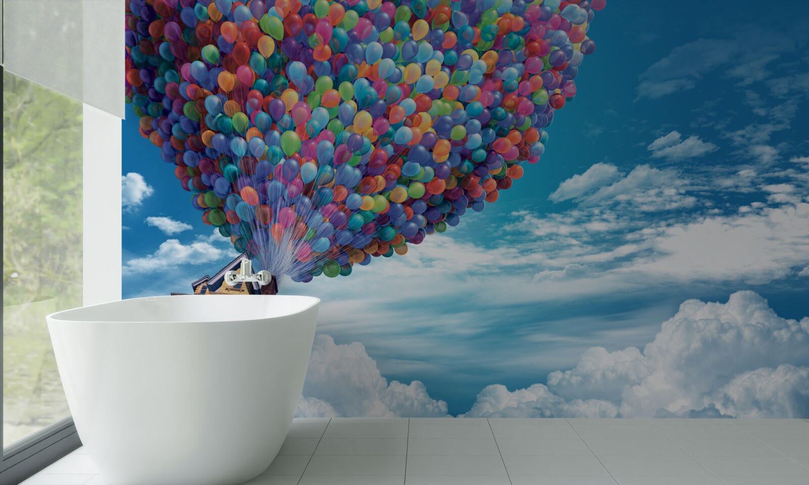 Фотошпалери будинок з безліччю літаючих кульок