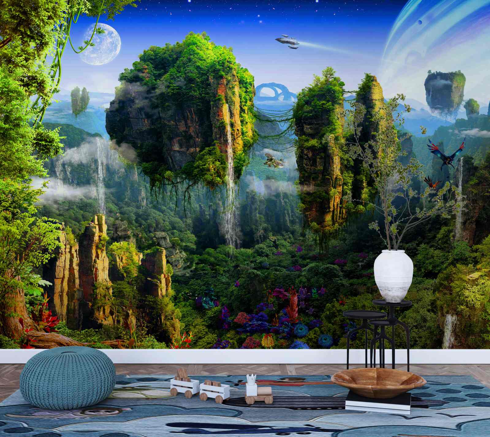 Фотошпалери зелене місто у стилі фентезі