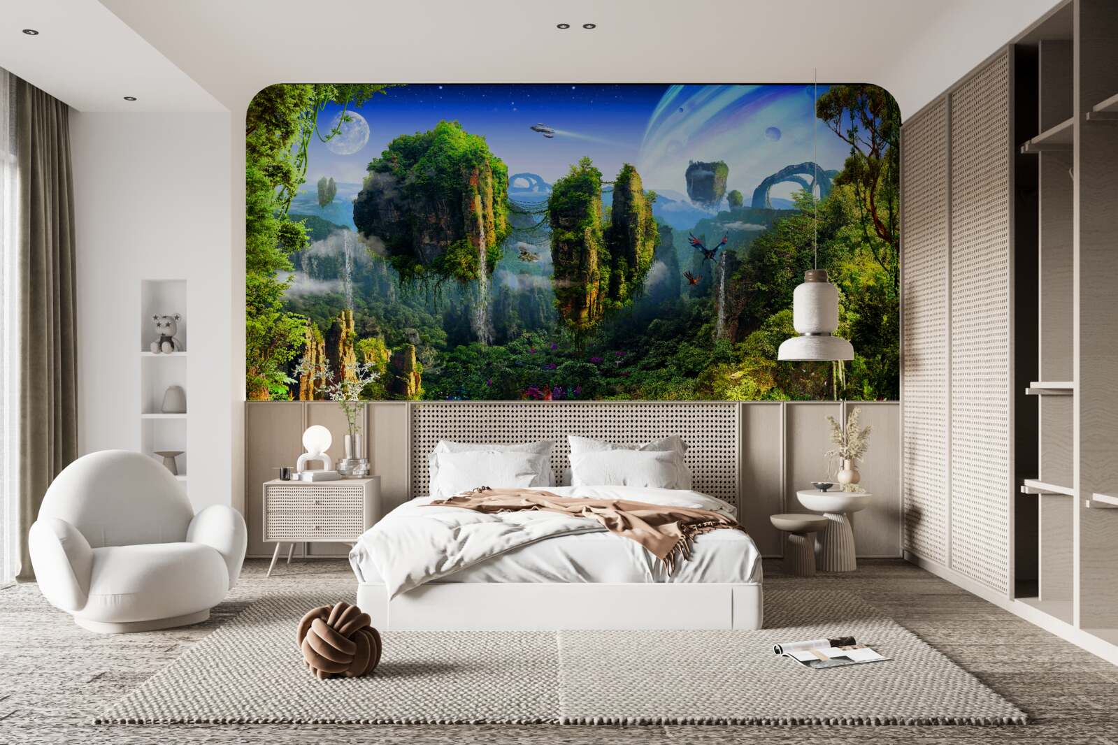 Фотошпалери зелене місто у стилі фентезі