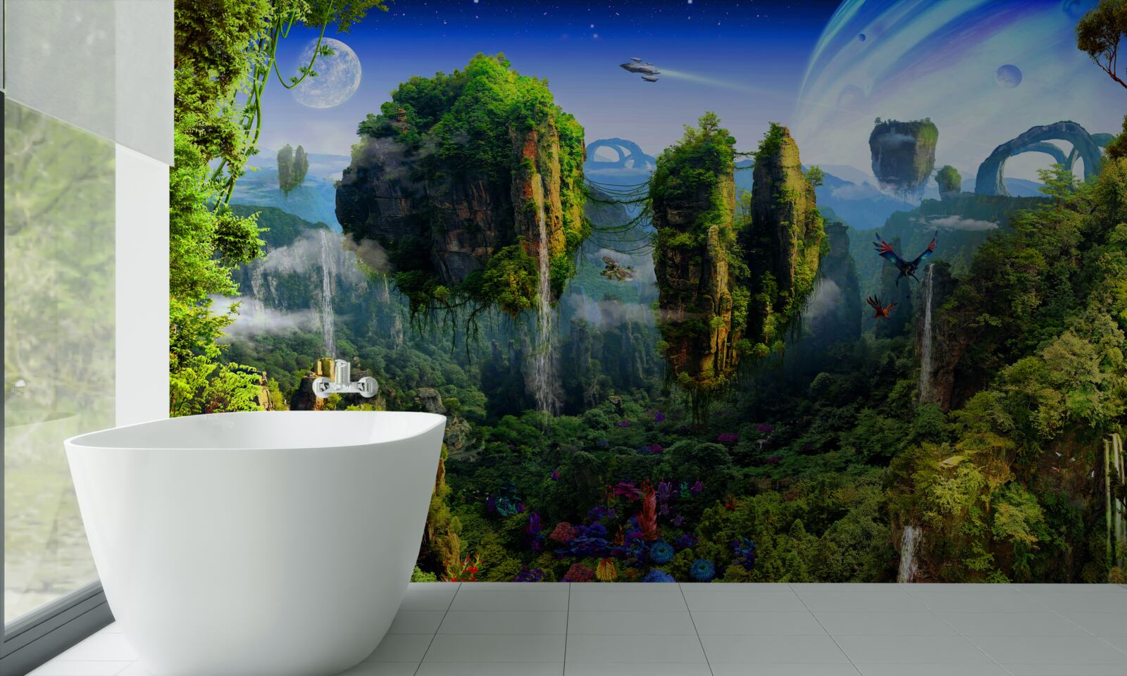 Фотошпалери зелене місто у стилі фентезі