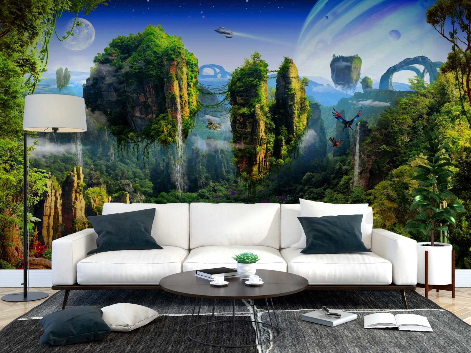 Фотошпалери зелене місто у стилі фентезі