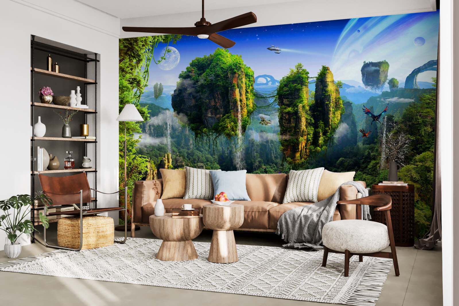 Фотошпалери зелене місто у стилі фентезі