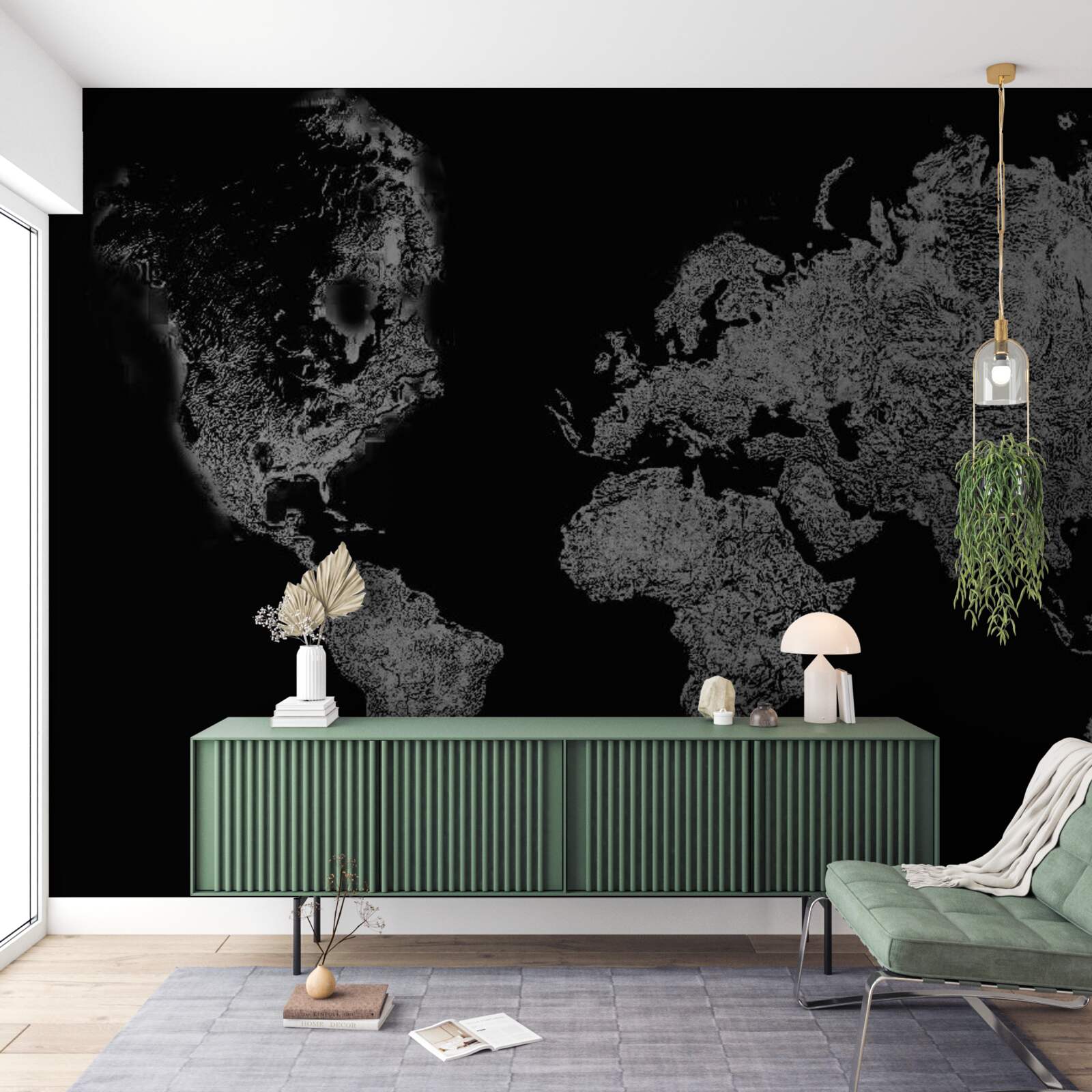 Фотошпалери карта світу з проекцією рельєфу