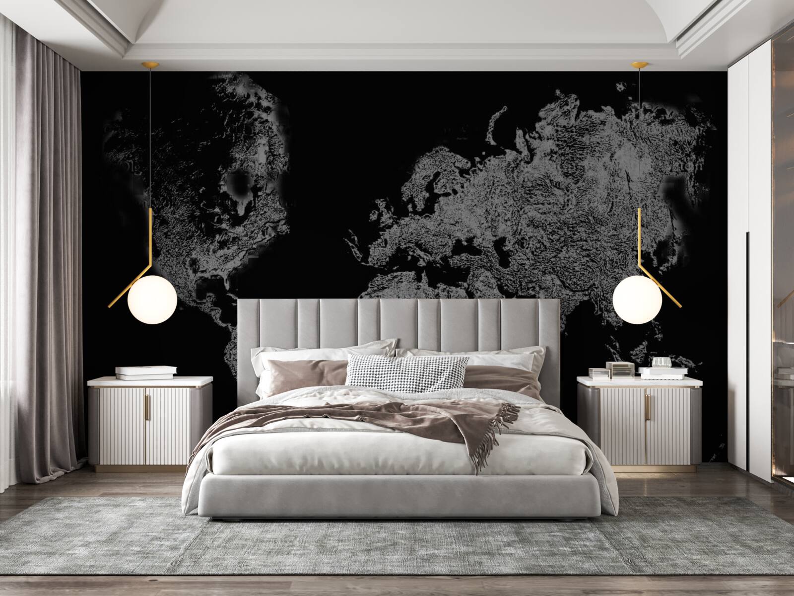 Фотошпалери карта світу з проекцією рельєфу