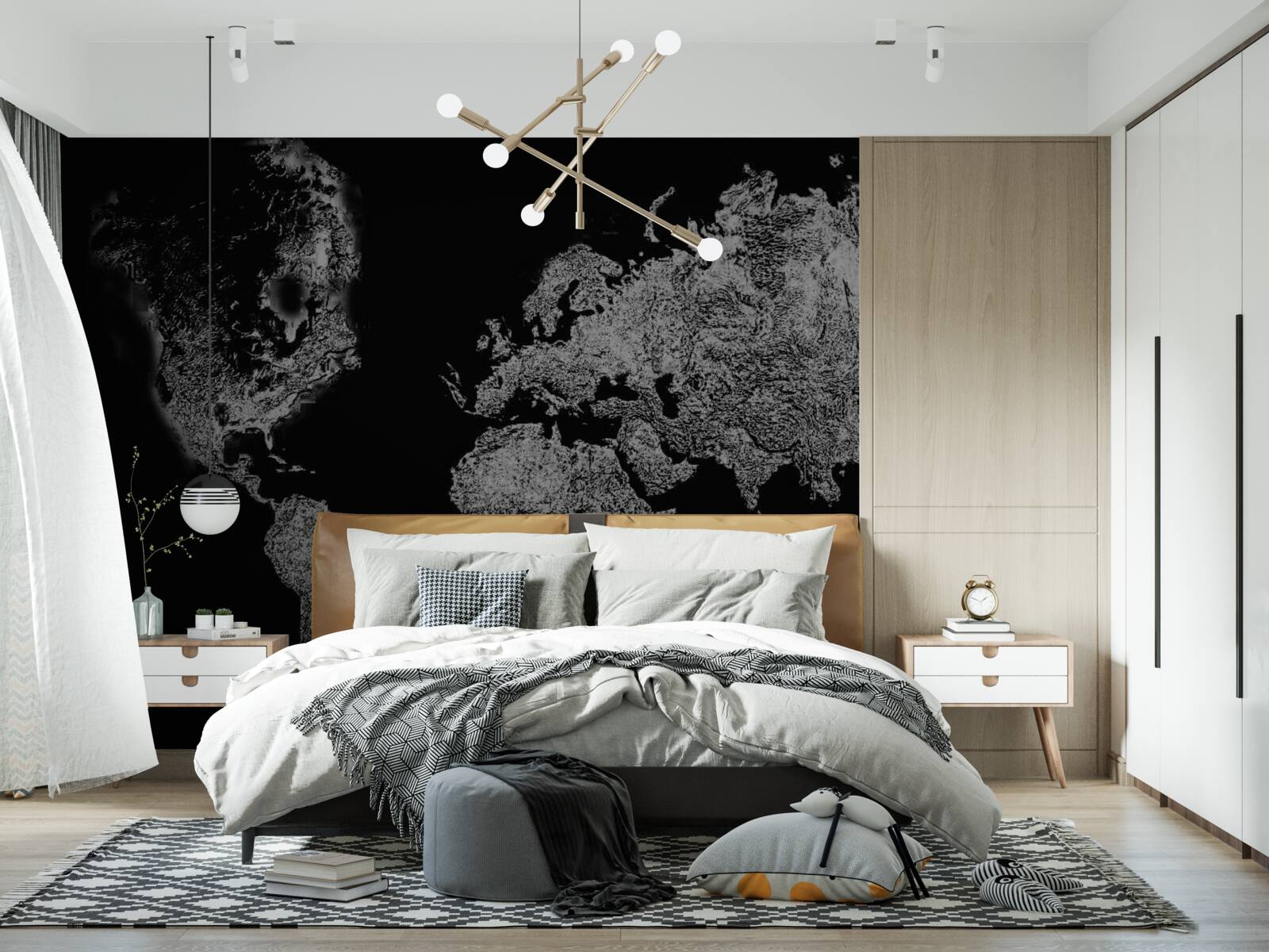 Фотошпалери карта світу з проекцією рельєфу