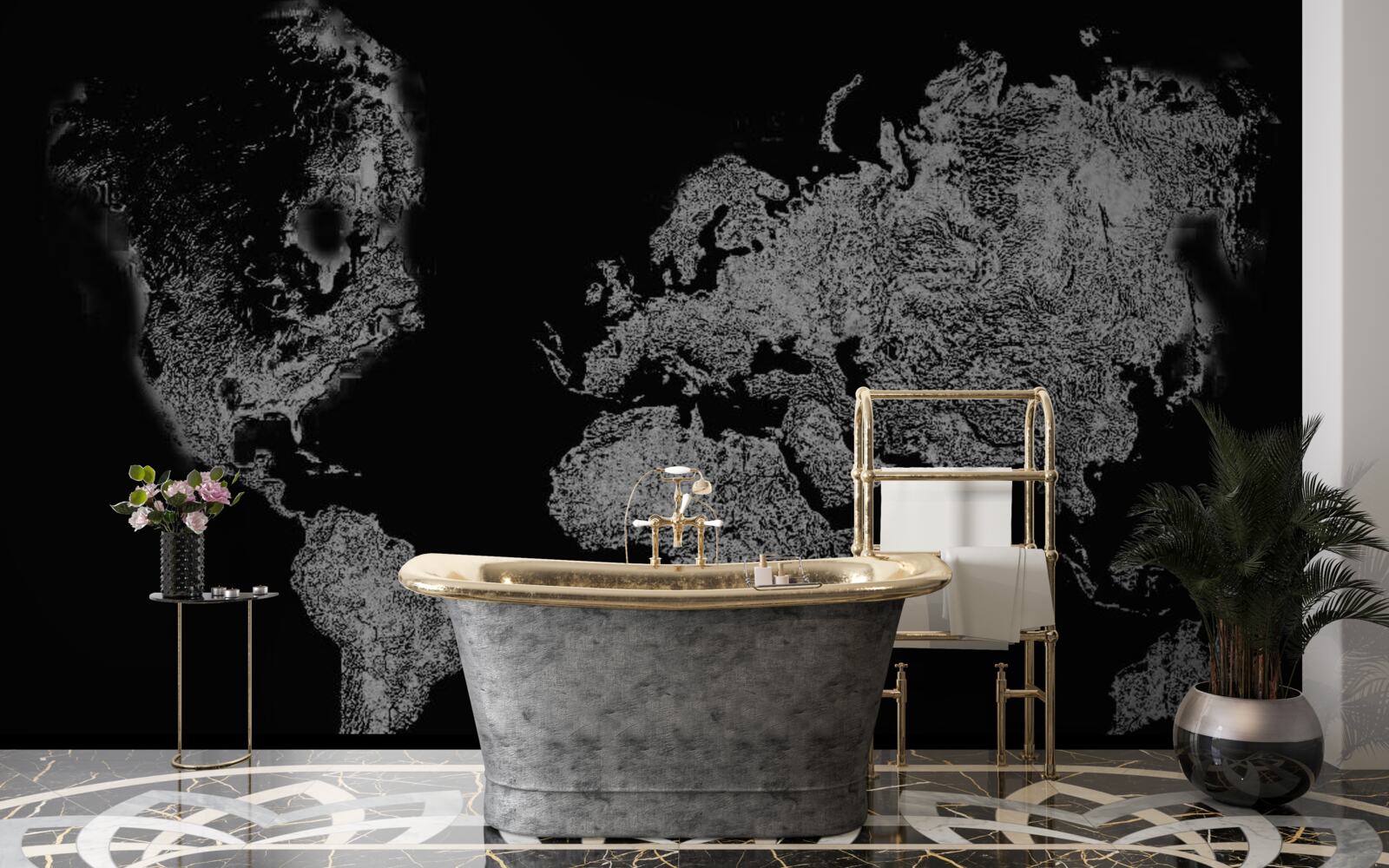 Фотошпалери карта світу з проекцією рельєфу