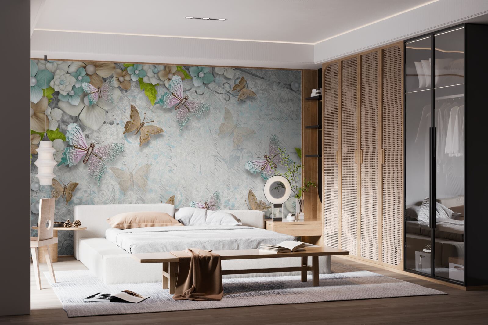 Фотошпалери квіти та метелики