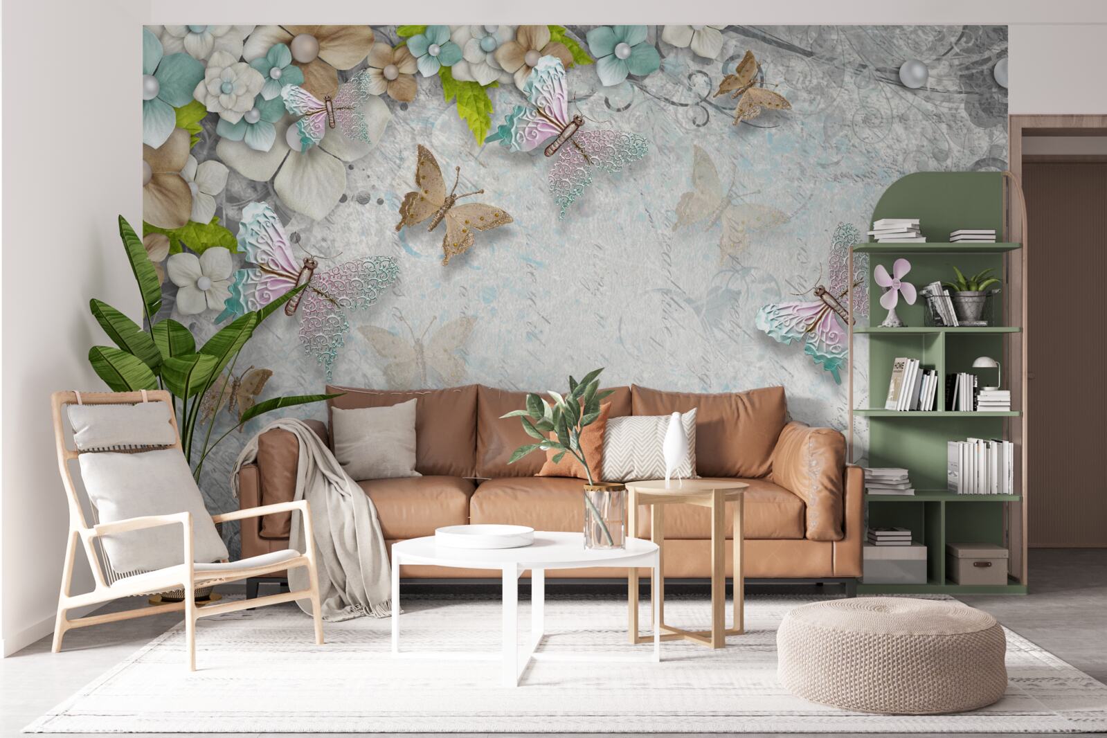 Фотошпалери квіти та метелики