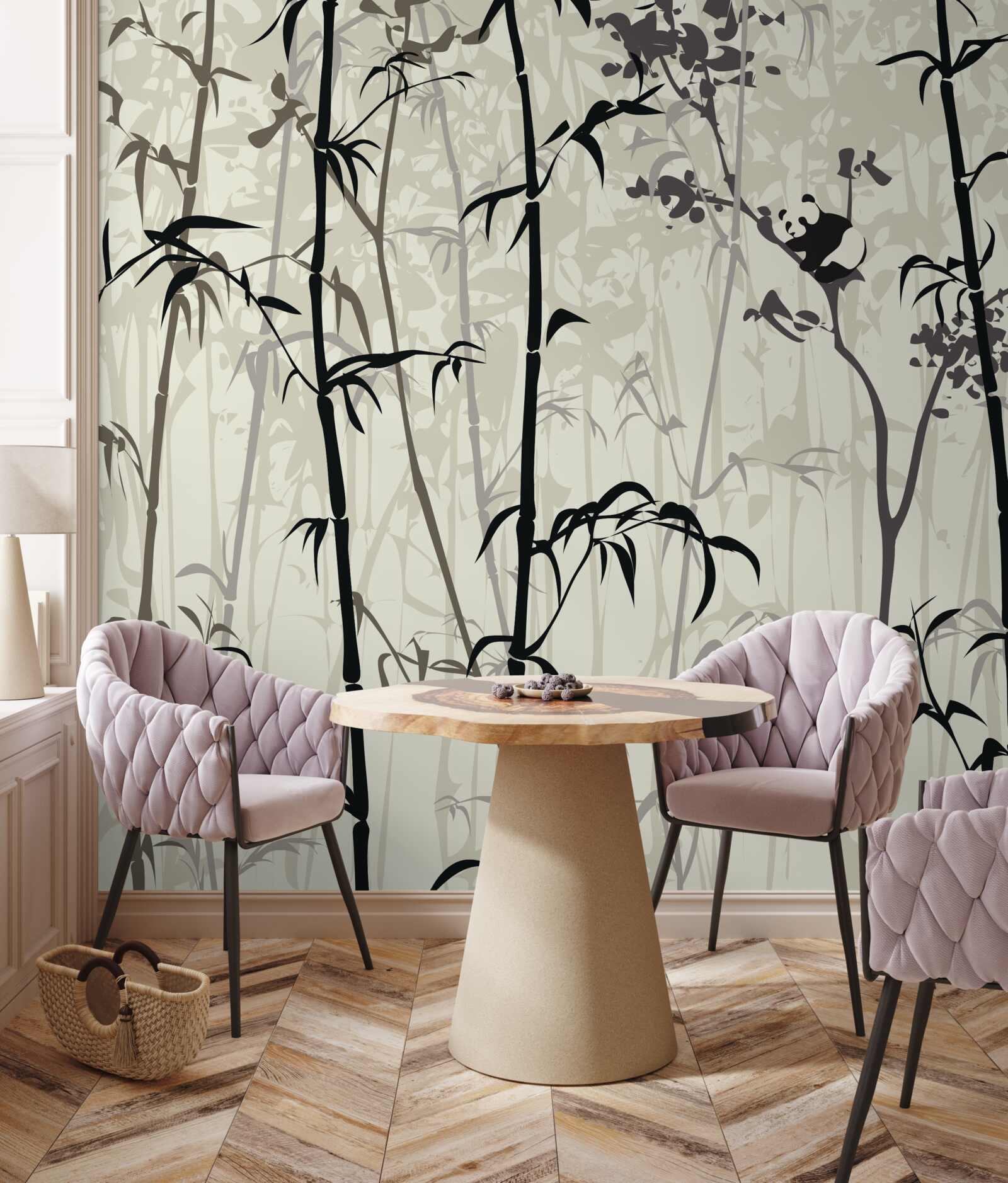 Фотошпалери дитинча панди ховається в бур'янах