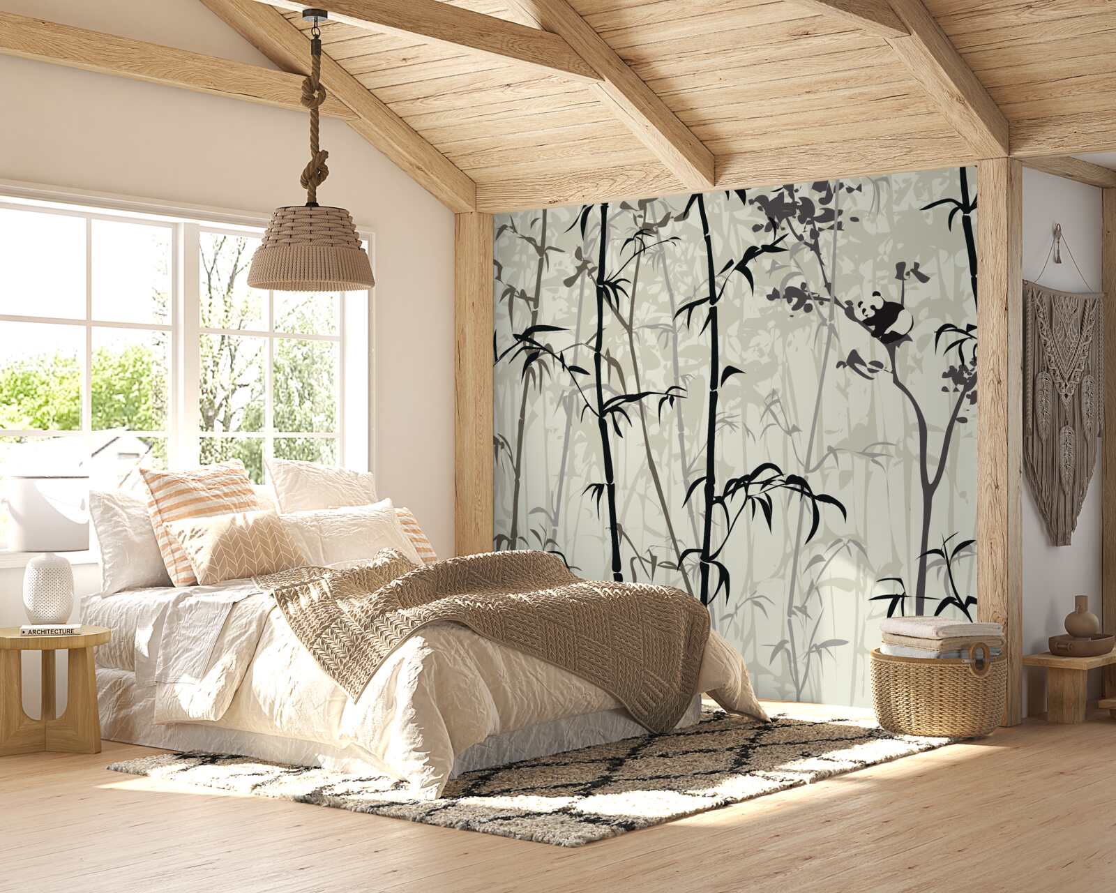 Фотошпалери дитинча панди ховається в бур'янах