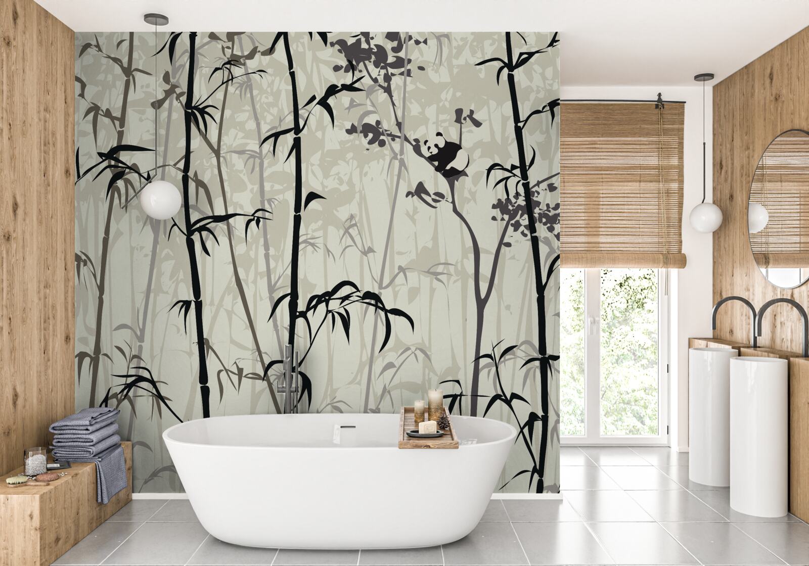 Фотошпалери дитинча панди ховається в бур'янах