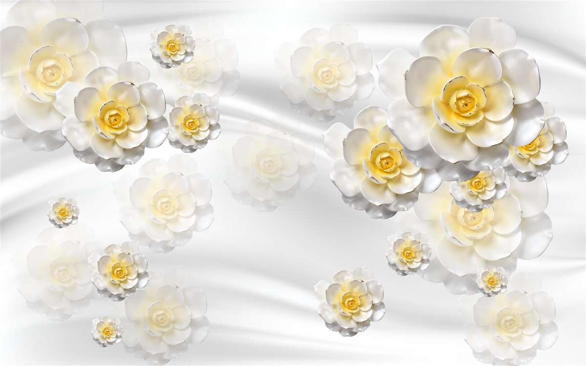 Фотошпалери квітки білосніжні з жовтуватим центром