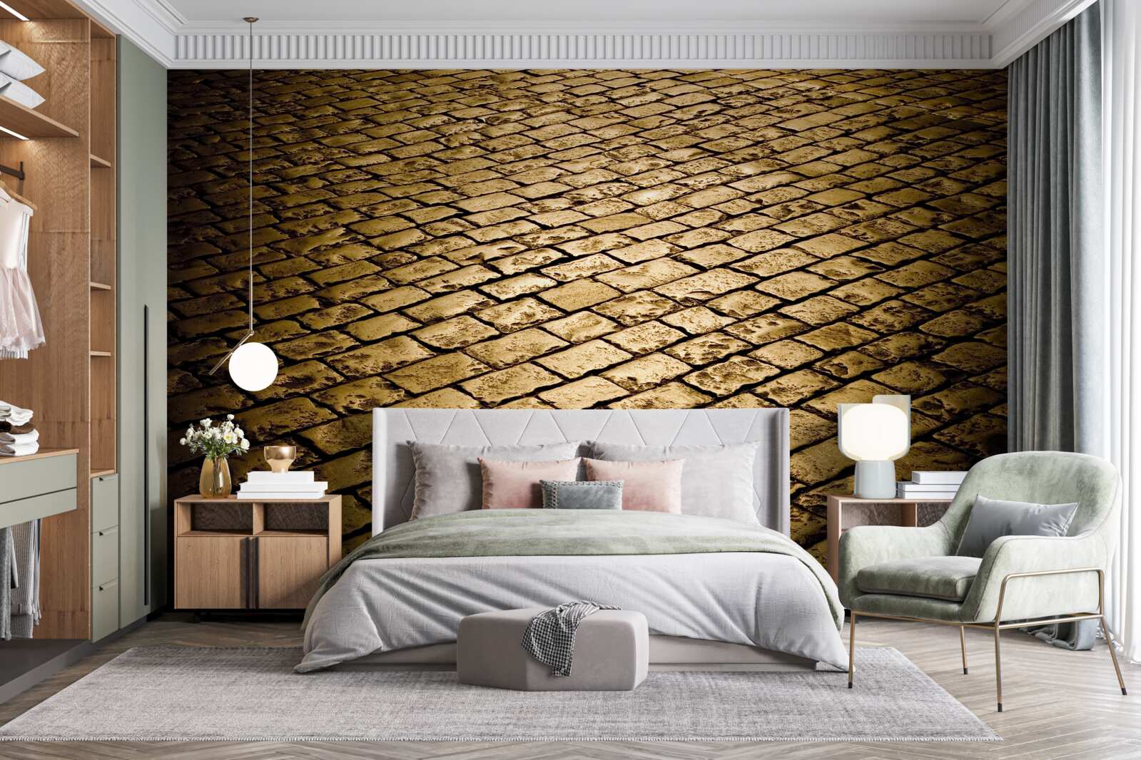 Фотошпалери бруківка, покладена ввечері