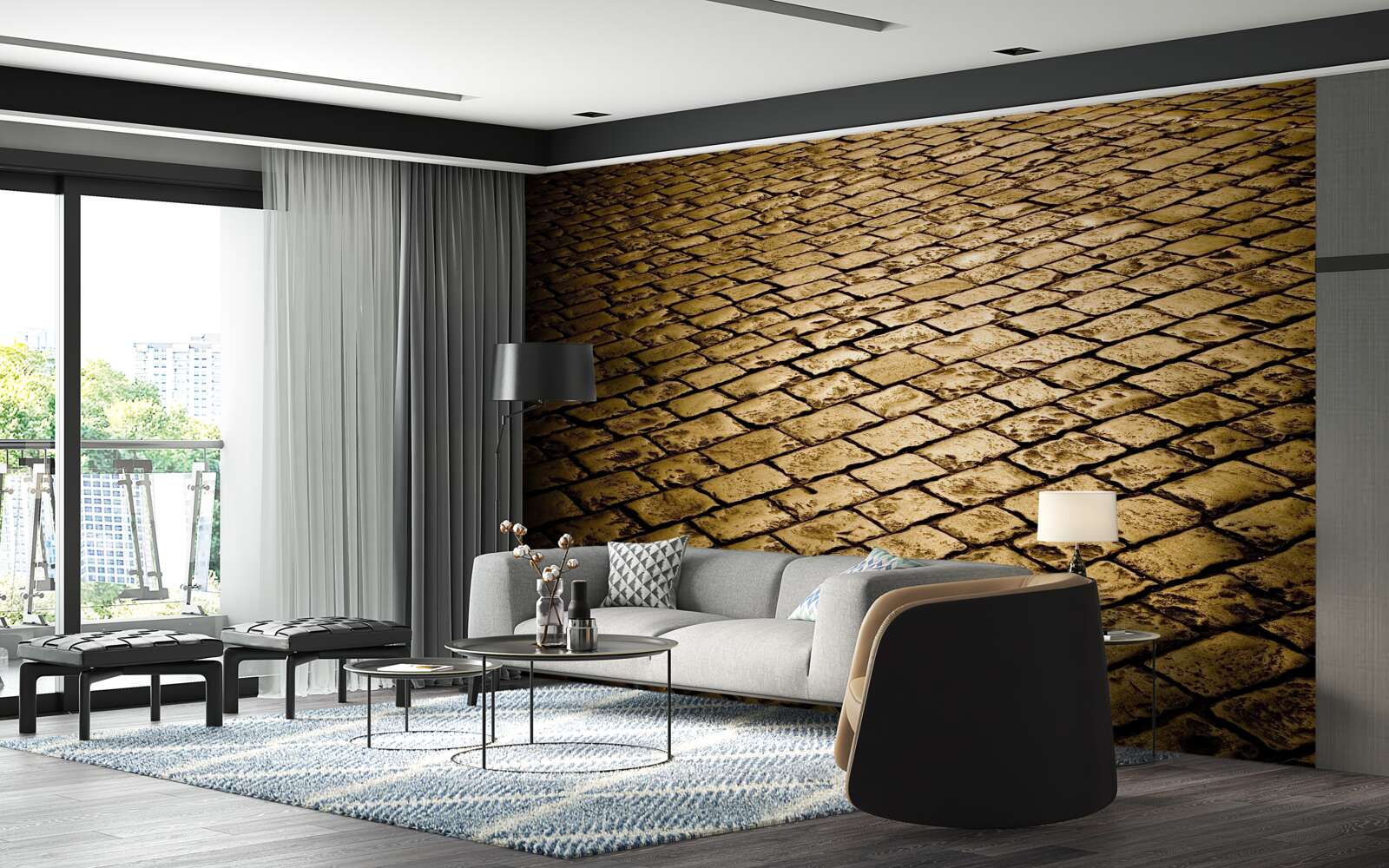 Фотошпалери бруківка, покладена ввечері