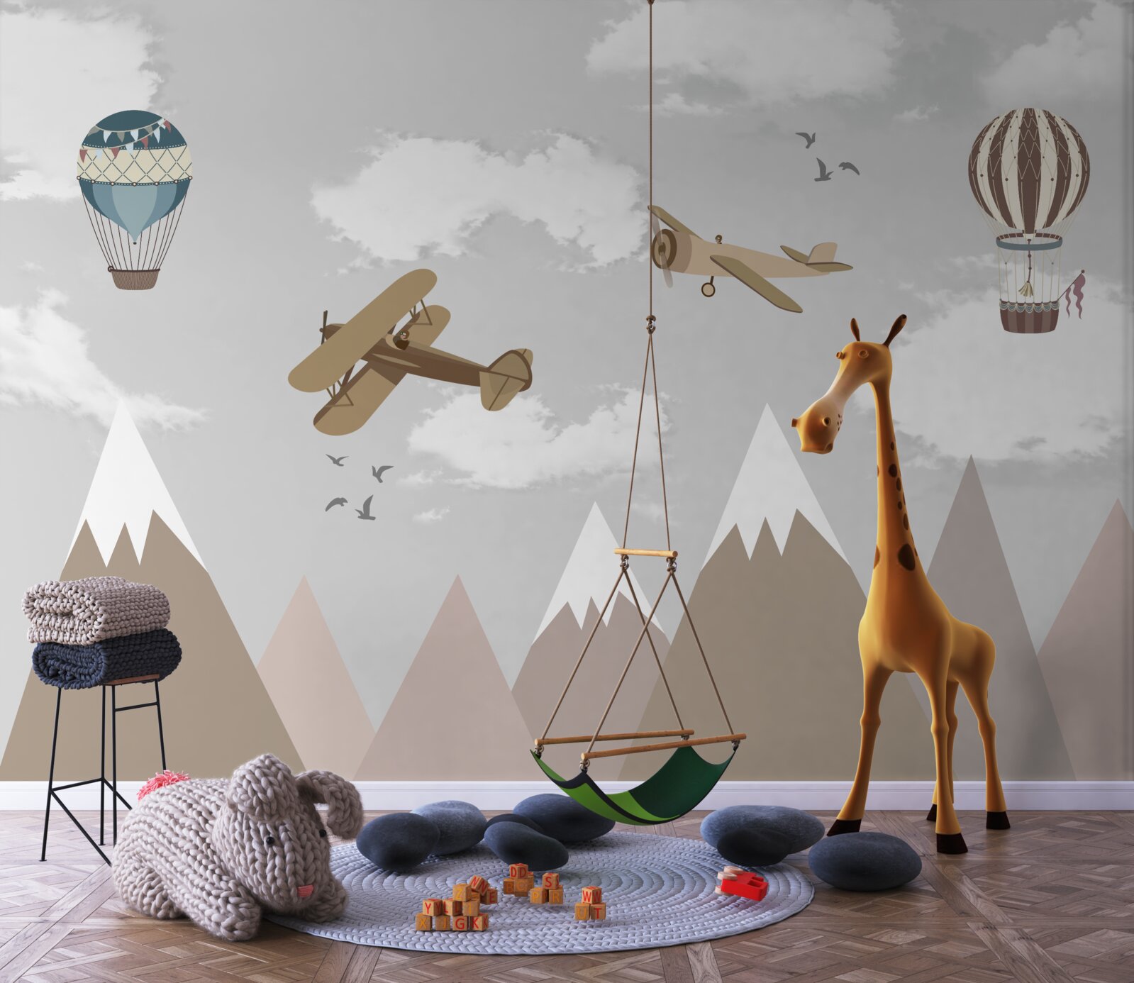 Фотошпалери пристрої, що ширяють над гірськими вершинами