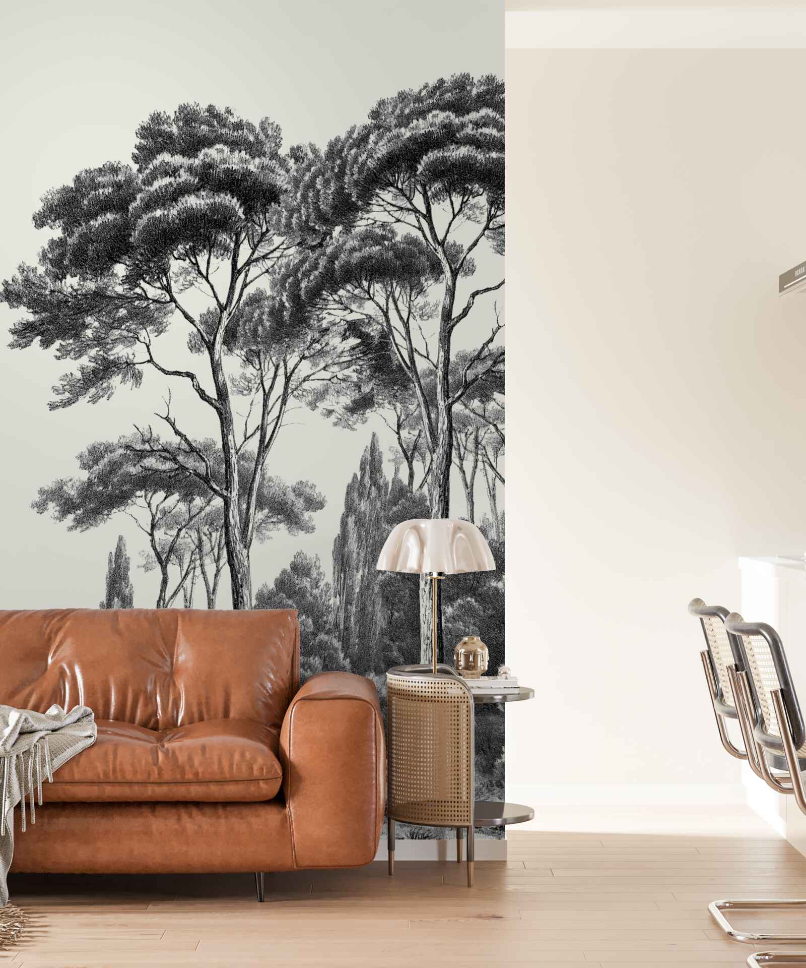 Фотошпалери сосни з Італії в чорно-білих тонах