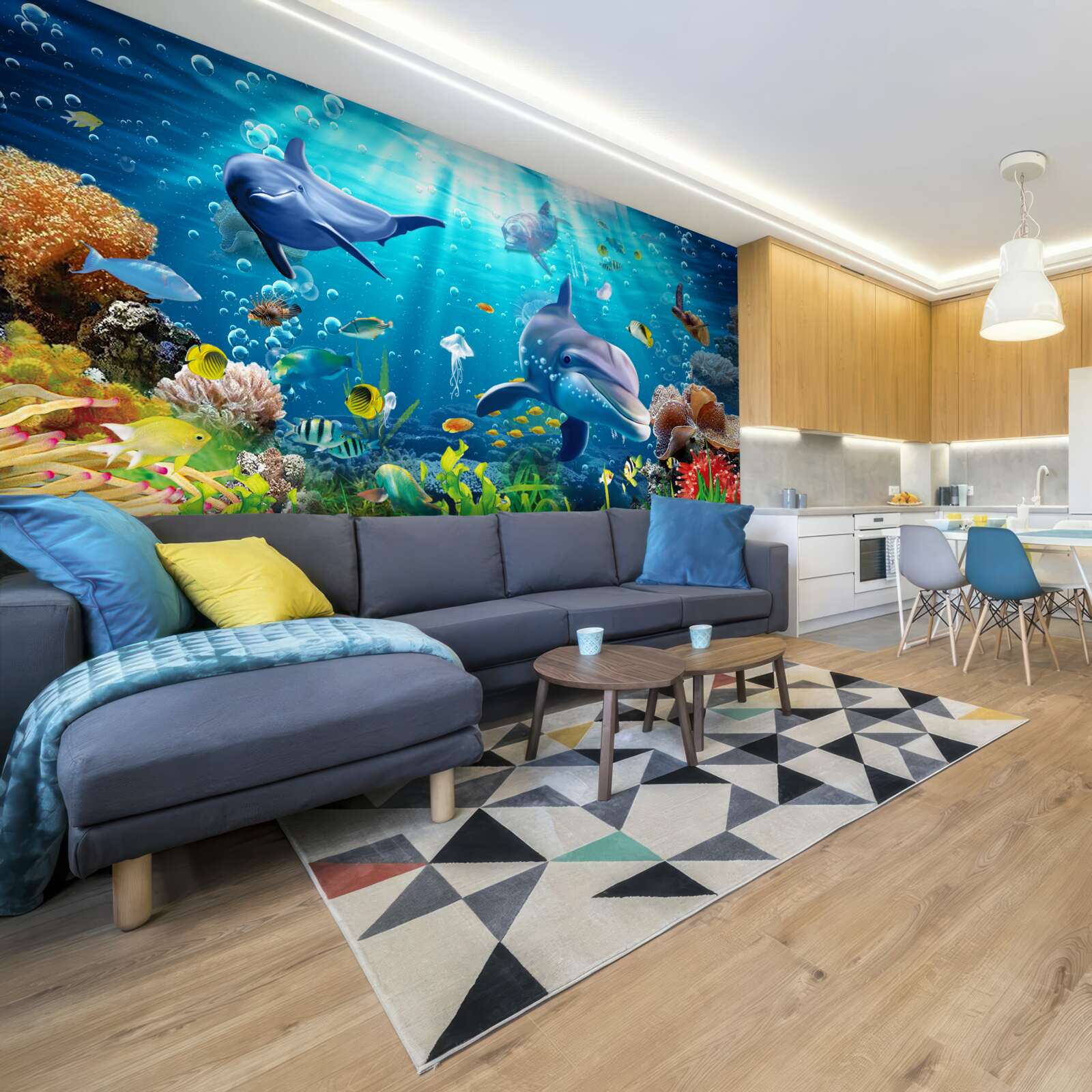 Фотошпалери дельфіни живуть на дні моря