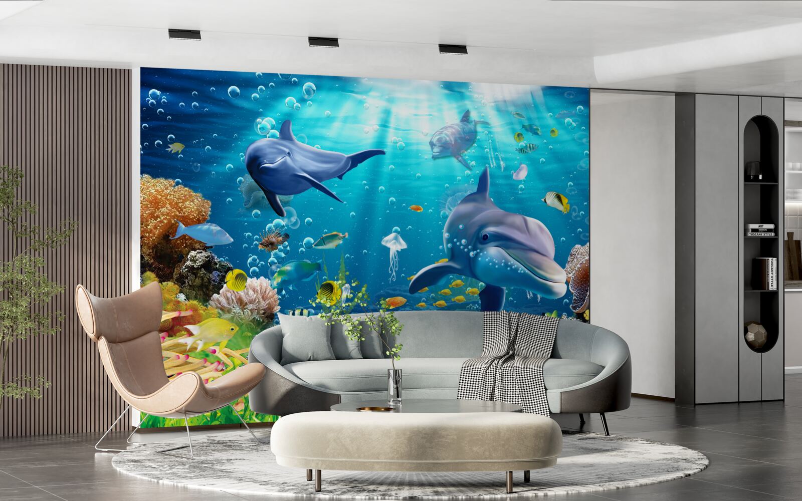 Фотошпалери дельфіни живуть на дні моря
