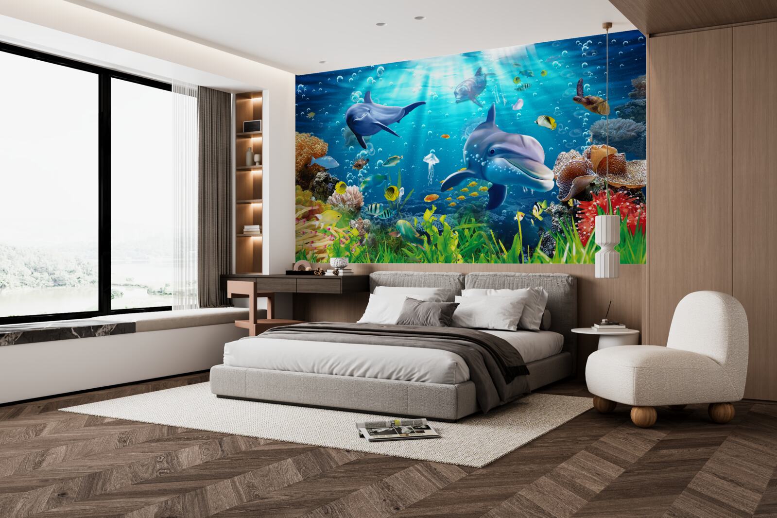 Фотошпалери дельфіни живуть на дні моря