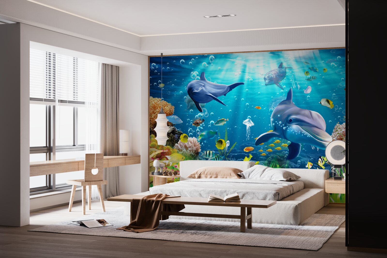 Фотошпалери дельфіни живуть на дні моря