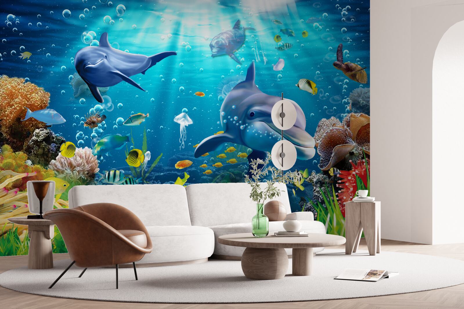 Фотошпалери дельфіни живуть на дні моря