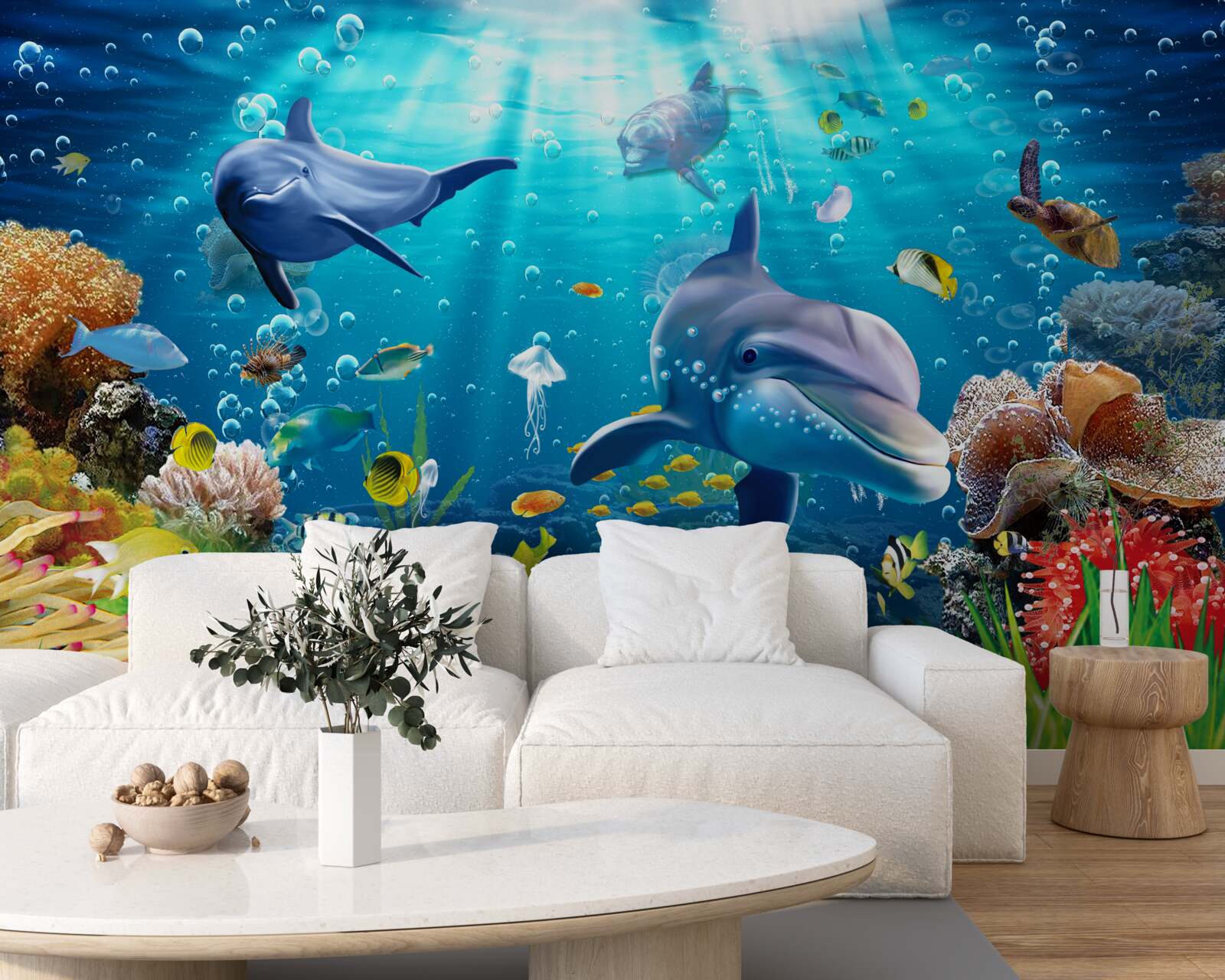Фотошпалери дельфіни живуть на дні моря
