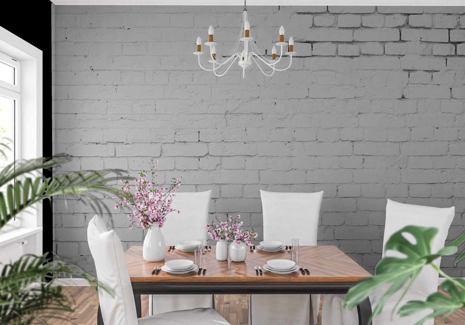 Фотошпалери облицювальна конструкція з білої кам'яної цегли