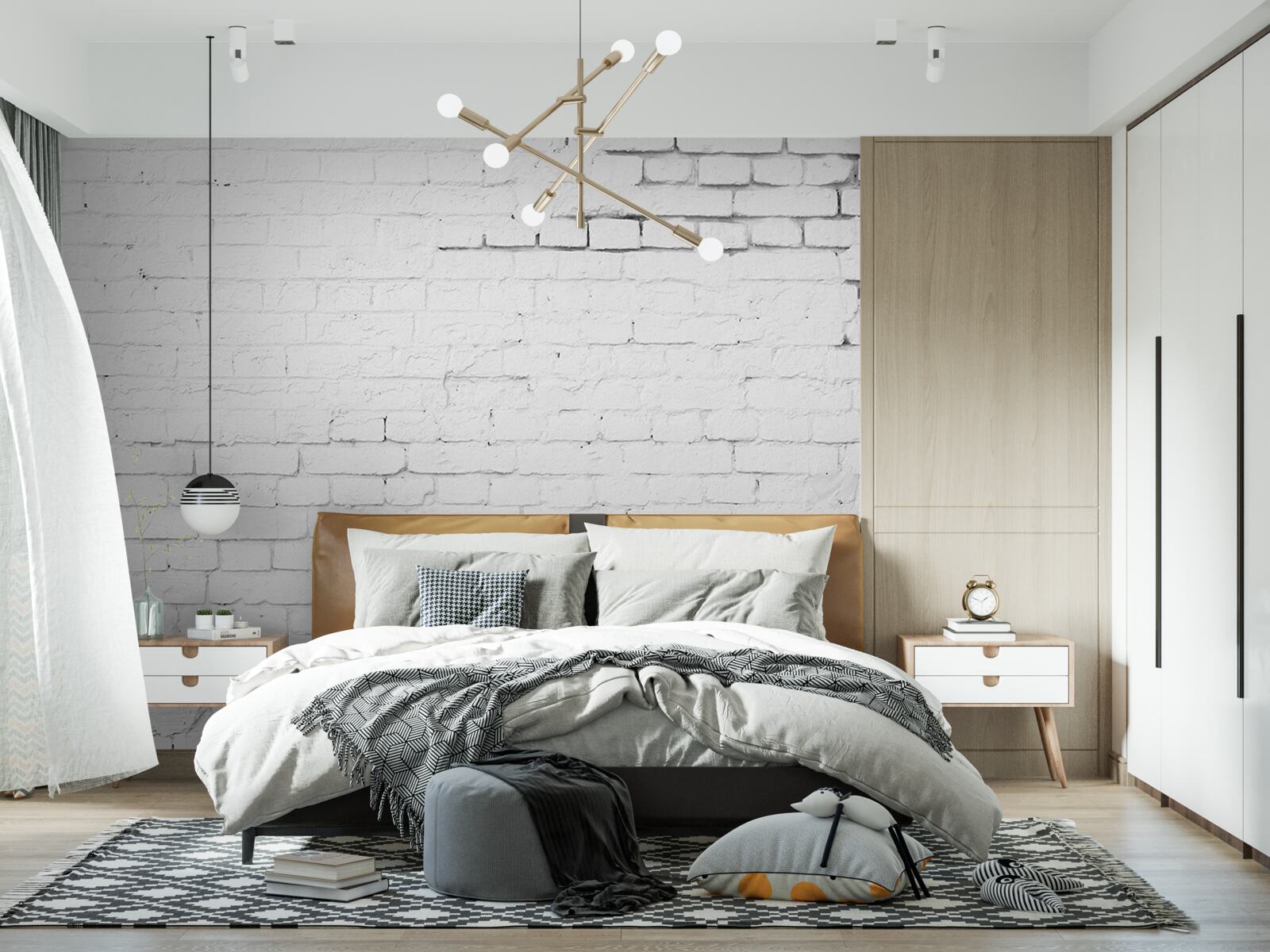 Фотошпалери облицювальна конструкція з білої кам'яної цегли