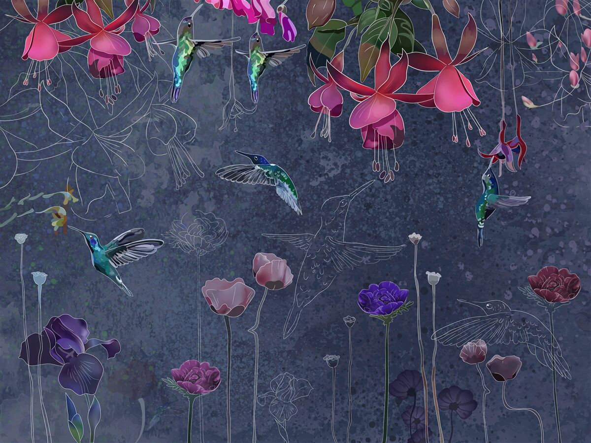 Фотошпалери квітковий нектар - напій для колібрі