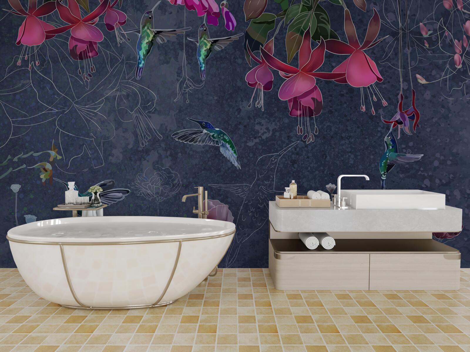 Фотошпалери квітковий нектар - напій для колібрі