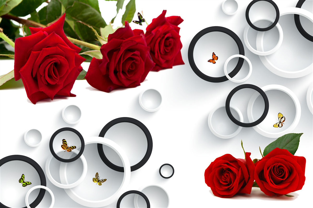 Фотошпалери кола та троянди червоного кольору