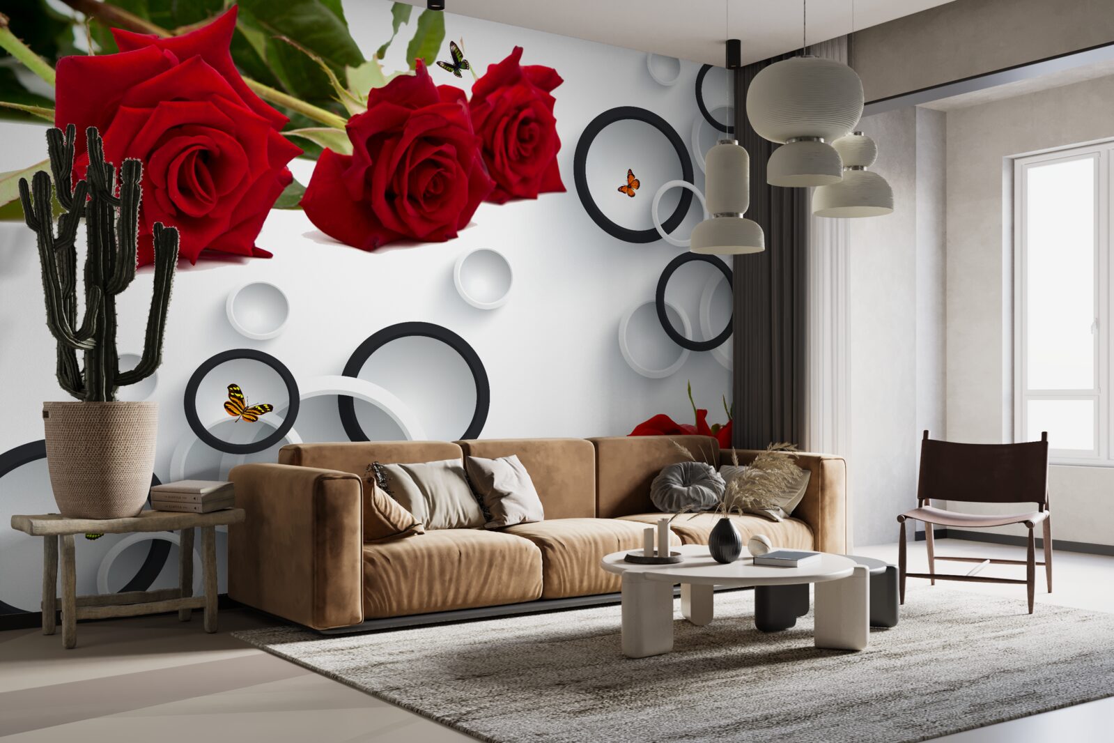 Фотошпалери кола та троянди червоного кольору