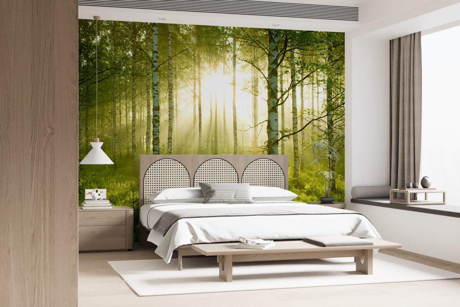 Фотошпалери Світанок у березовому лісі