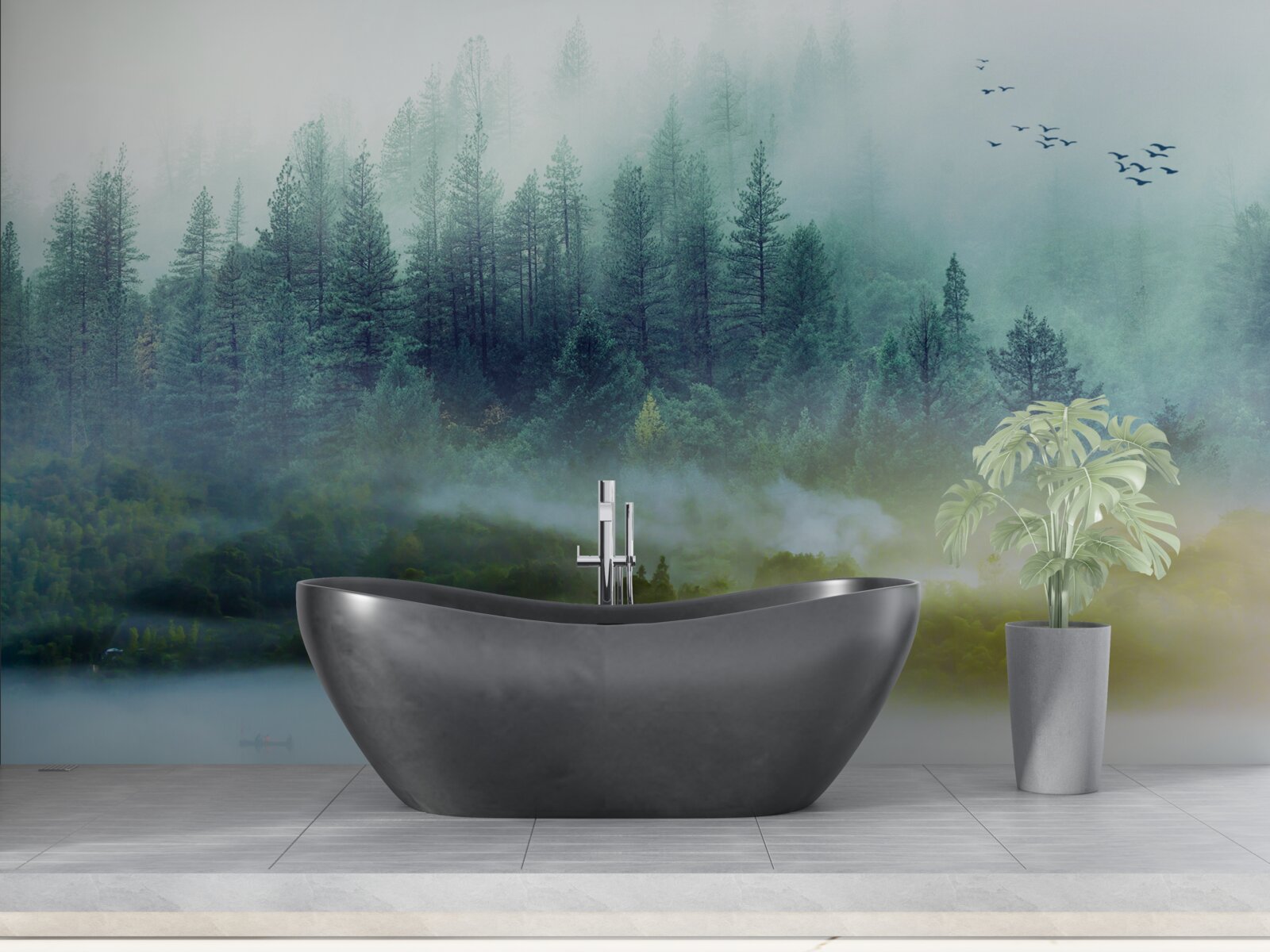 Фотошпалери заворожуюча тиша в туманному лісі