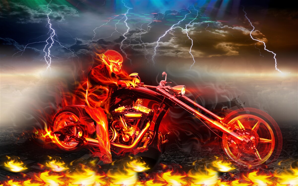 Фотошпалери велосипедист у вогні